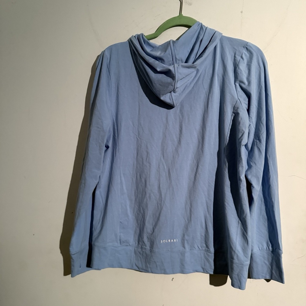 Solbari Women's Loose Fit Long Jacket UPF 50+ Blue Medium Hooded - Picture 4 of 5